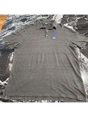 Faherty Reserve SS Linen Polo Washed Black Mens Size Large NWT $168